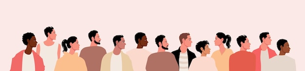 Eine Menge freundlicher Menschen, verschiedene Menschen, die zusammen stehen.