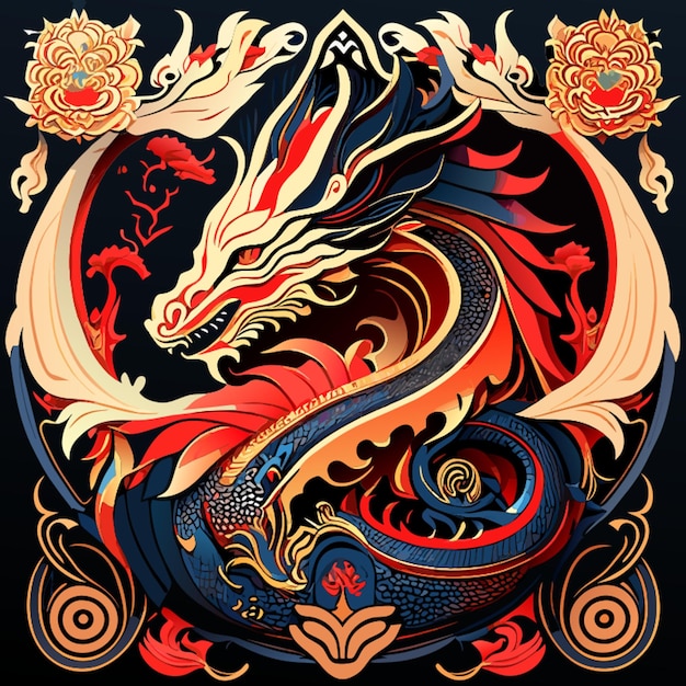 Eine mischung aus zeitlosem stil und mythischer anziehungskraft. dieses einzigartige design zeigt einen majestätischen drachen