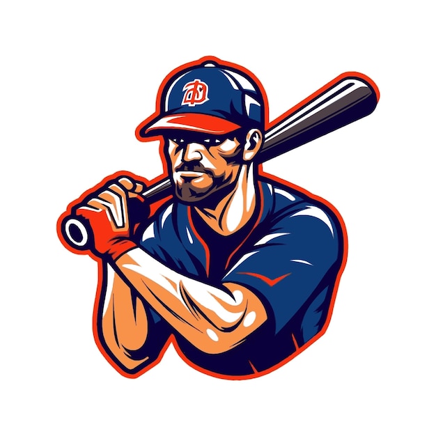 Vektor eine moderne vektorillustration eines baseballspieler-maskots mit weißem hintergrund