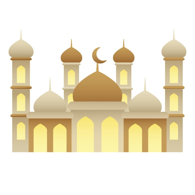Eine mondlich beleuchtete Eid ul-Fitr Mubarak künstlerische Darstellungen friedlicher Moscheen