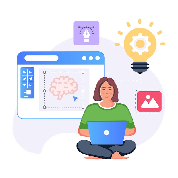 Eine optisch ansprechende flache Illustration des App-Designs