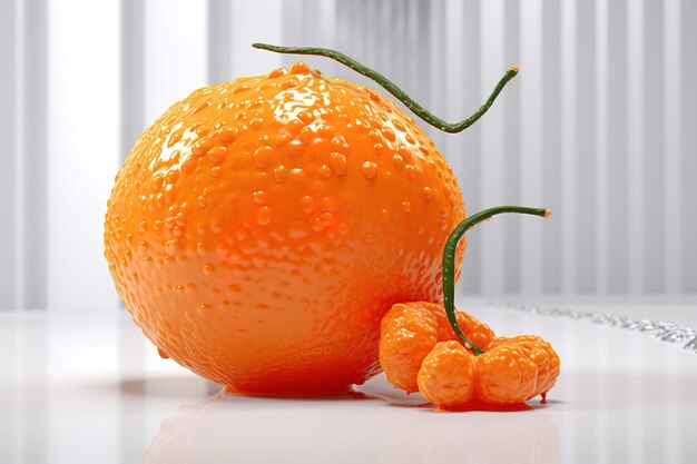 Vektor eine orange auf einer marmorplatte