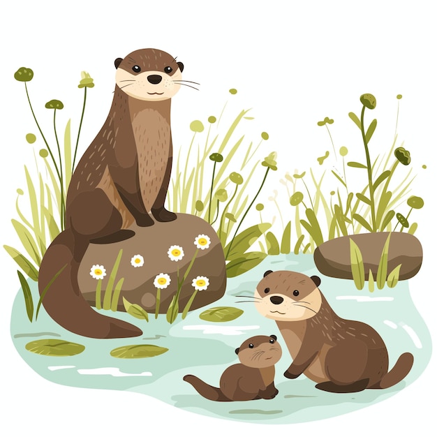 Vektor eine otterfamilie 1