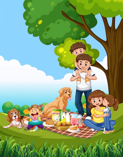 Eine Picknick-Szene für die Familie