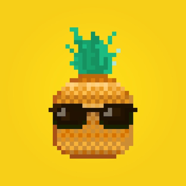 Eine pixel-art-ananas mit sonnenbrille darauf.