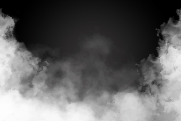 Vektor eine rauchwolke wird mit schwarzem hintergrund in der luft gezeigt