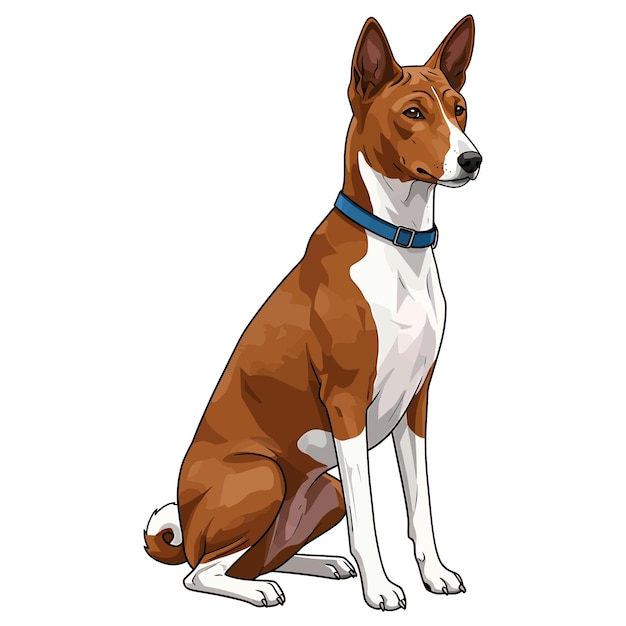 Eine realistische Darstellung eines Basenji-Hunds, der sitzt