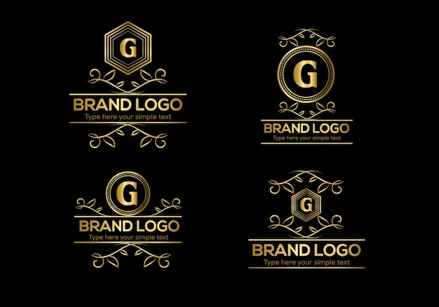 Vektor eine reihe goldener logos für eine marke.