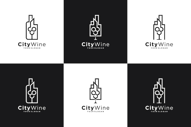 Eine reihe kreativer weinlogo-logo-inspirationen