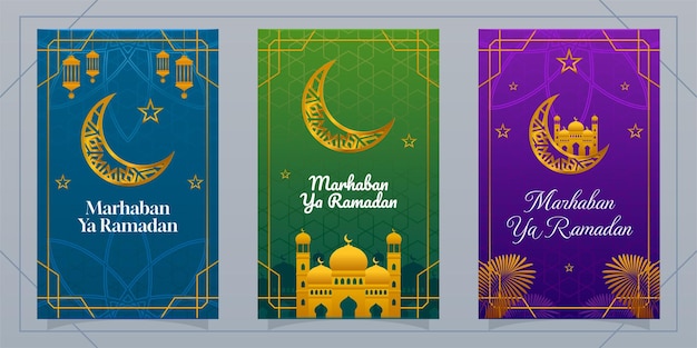 Vektor eine reihe von bannern für ramadan mit dem text ramadan yo ramadan.