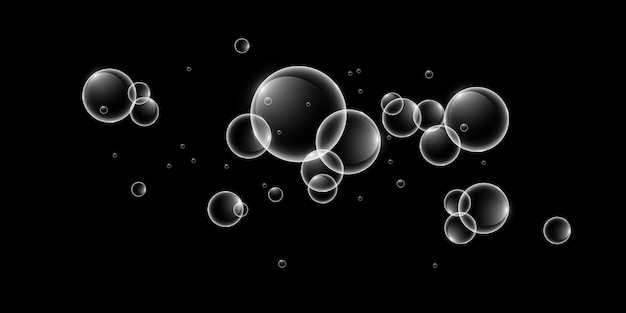 Eine Reihe von bunten und farbenfrohen Seifenblasen, um ein Design zu erstellen Isolierte transparente realistische Seifenblasen auf transparentem Hintergrund
