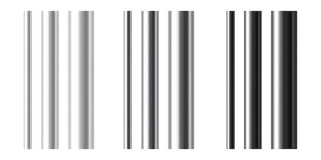 Eine reihe von edelstahl- und aluminiumrohren mit verschiedenen durchmessern realistische vektordarstellung