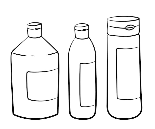 Eine reihe von flaschen für hygieneprodukte. hygiene- und badartikel.