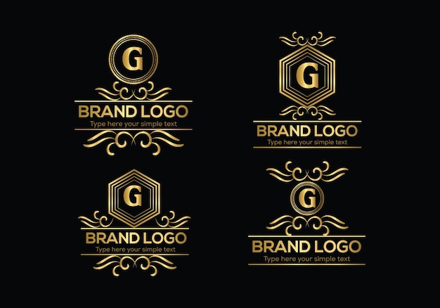 Eine reihe von goldenen logos für ein unternehmen