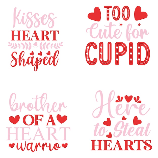 Eine Reihe von Herz-Svg-T-Shirt-Design-Bundles romantische Liebeszitate-Svg-Designs-Bundle. Liebeszitate,