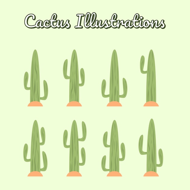 Vektor eine reihe von kaktusillustrationen mit dem titel „kaktusillustrationen“