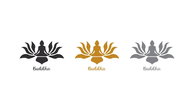 Eine Reihe von Logos für ein Yogastudio namens Bodhgaya Lotus und Buddha Yoga