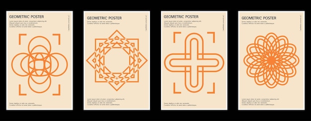 Eine reihe von postern im postmodernen stil trendfiguren in einer retro-palette minimalistische flatstyle-poster vektorgrafiken