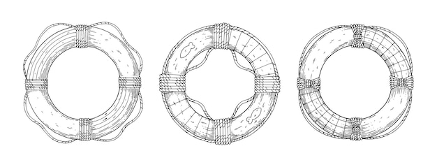 Eine reihe von rettungsringen.