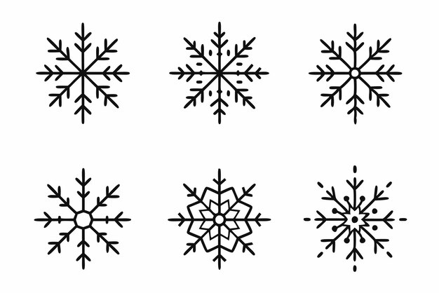 eine Reihe von Schneeflocken mit weißem Hintergrund