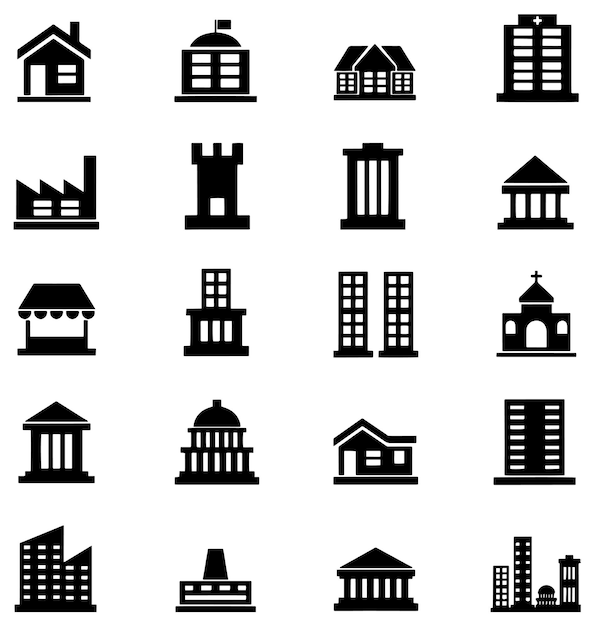 eine Reihe von schwarz-weißen Bildern von Gebäuden mit den Wörtern Architektur