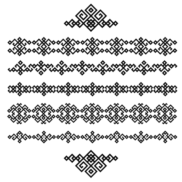 Eine reihe von schwarzen und weißen geometrischen designs