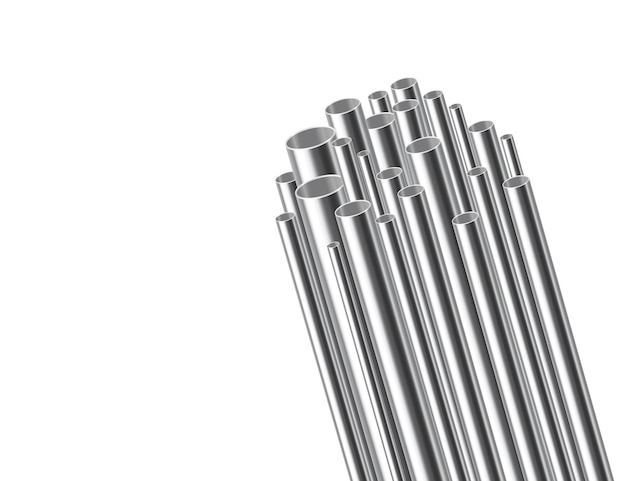 Eine Reihe von Stahl- und Aluminiumrohren mit verschiedenen Durchmessern Realistische Vektordarstellung isoliert