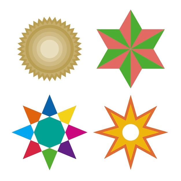 Eine Reihe von Sternformen mit verschiedenen Farben
