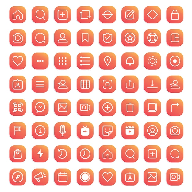 Eine Reihe von Symbolen für eine mobile App.