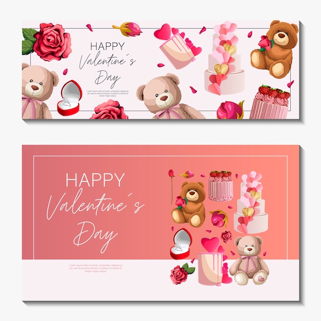 Vektor eine reihe von vorlagen entwerfen banner mit valentinstag, hochzeitsgeschenken.