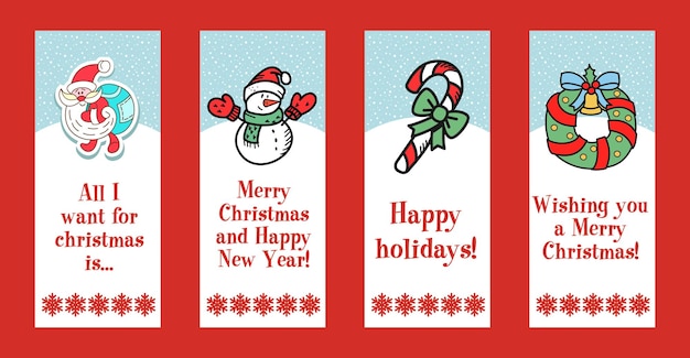 Eine Reihe von Weihnachtsillustrationen.