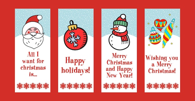 Eine Reihe von Weihnachtsillustrationen.