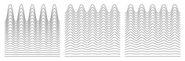 Vektor eine reihe von wellenförmigen zigzagförmigen horizontalen wiggly-linien