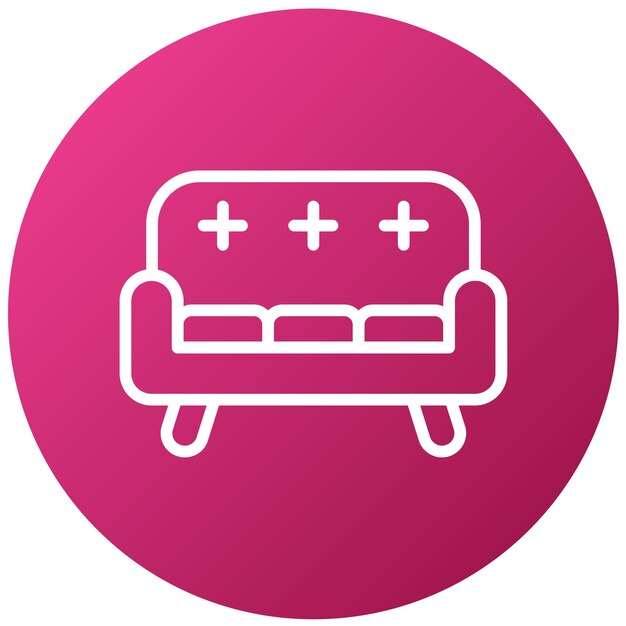 eine rosa Couch mit einem rosa Kreis um sie herum