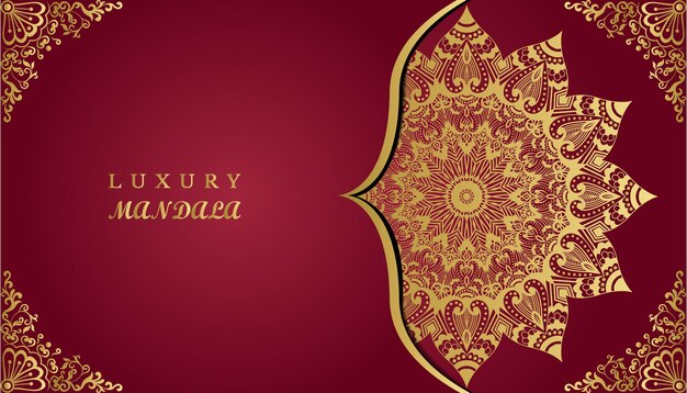 Vektor eine rot-goldene karte für luxus-tana dekoratives goldenes florales ziermandala