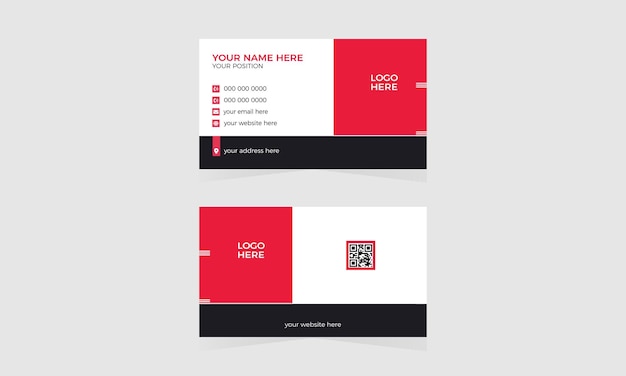Eine rot-weiße visitenkarte. moderne, kreative und saubere visitenkartenvorlage