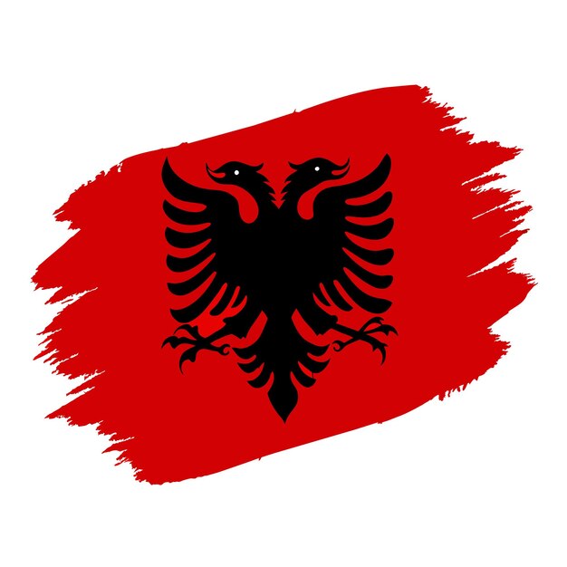eine rote Flagge Albaniens mit einem schwarzen Adler darauf