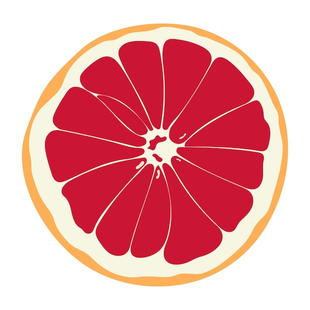 Eine rote Grapefruit mit weißem Hintergrund