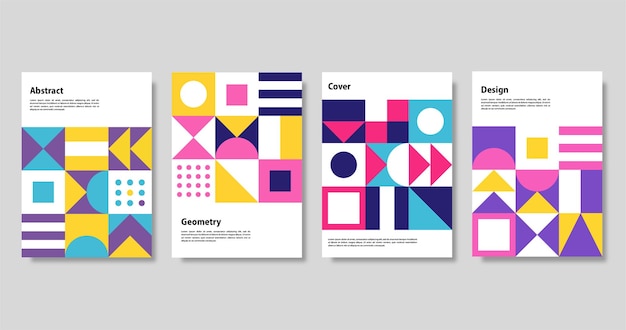 Eine Sammlung farbenfroher abstrakter geometrischer Wanddesign-Cover