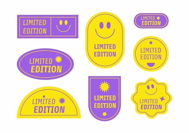 Eine Sammlung von Aufklebern mit der Aufschrift „Limited Edition“ Cooles trendiges Shopping-Sticker-Paket