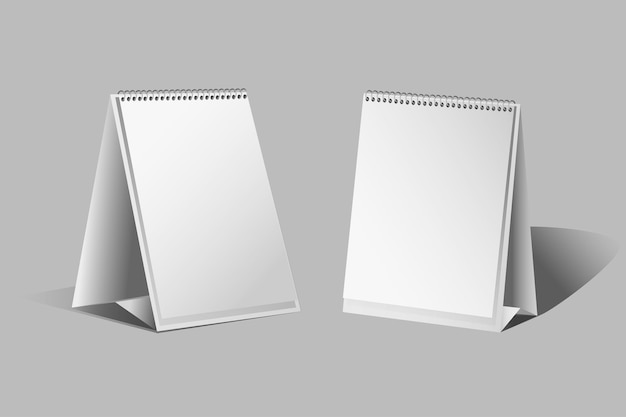 Eine Sammlung von Desktop-Kalender-Mockups in realistischem 3D-Design Schwarz-Weiß-Bild