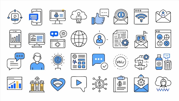 eine Sammlung von Ikonen, darunter ein Computer und ein Computerbildschirm mit dem Wort App