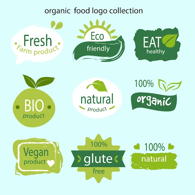 eine Sammlung von Logos für ökologische Erzeugnisse, einschließlich ökologischer Erzeugnisse