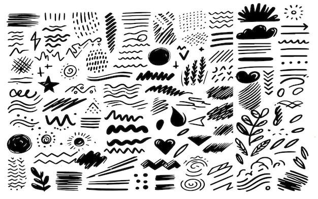 eine Sammlung von schwarz-weißen Illustrationen mit den Wörtern "Kontur" auf der Unterseite
