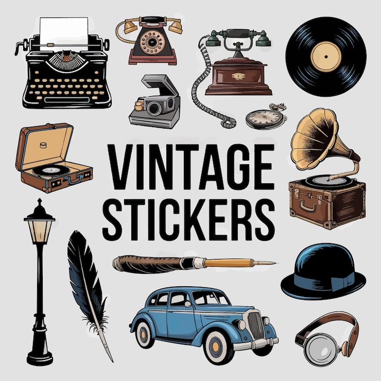 Vektor eine sammlung von vintage-aufkleber, einschließlich vintage-artikeln