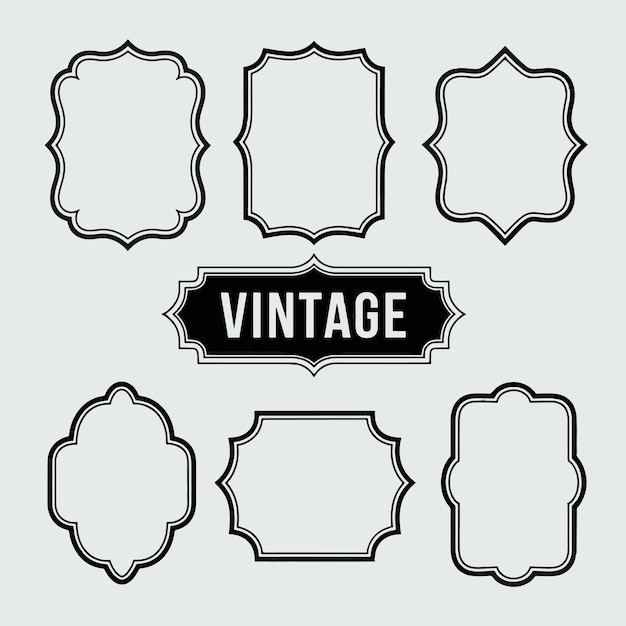 eine Sammlung von Vintage-Rahmen mit einer schwarzen Grenze und einem weißen Rahmen