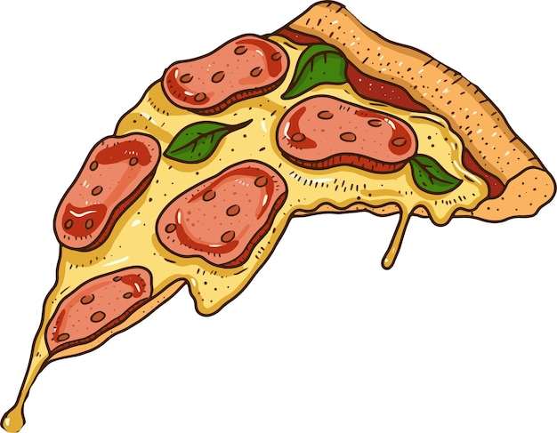 Eine scheibe wurstfleisch-pizza-vektorillustration