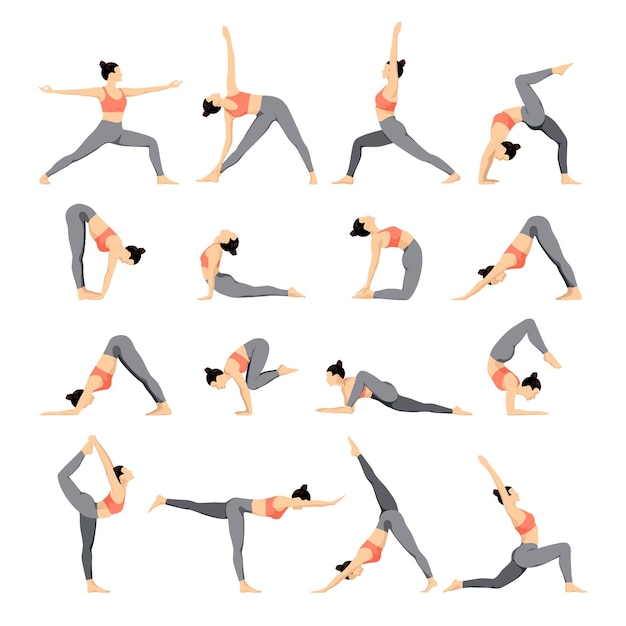 Eine schlanke, sportliche junge Frau, die Yoga und Fitnessübungen macht