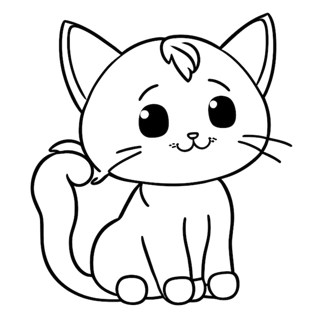 eine schöne Katzenvektorillustration mit Linienkunst