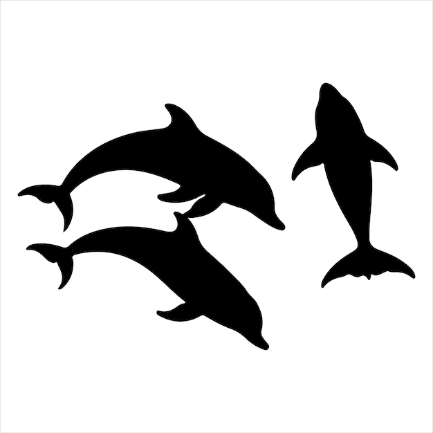 eine schöne Silhouette eines Delphins Vektor schwarzer Farbe Silhouette isolierter weißer Hintergrund